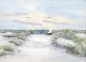 Preview: Postkarte DIN-A6 Strandweg Aquarell Maritim Kunst Druck Kunstdruck  Ostsee Dünen Meer Strand Strandweg mit Bank im Winter - GM4